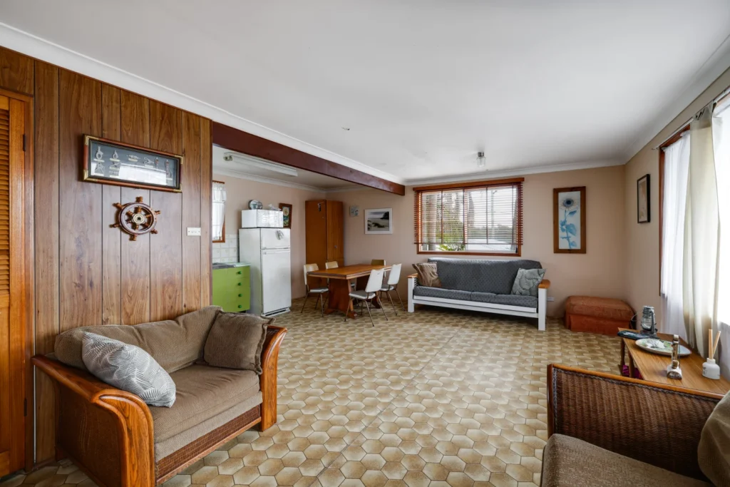 Original lounge and kitchen area