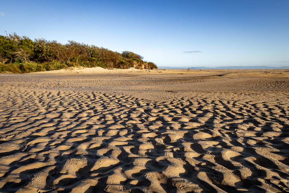 Morning sand patterns at Currarong Beach. 